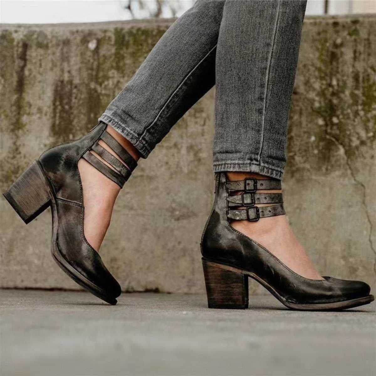 Women's Block-Heel Side-Zip Platform Ankle Boots