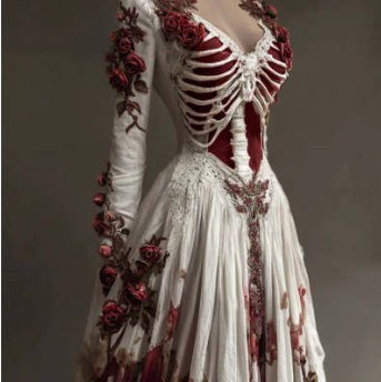 Marlowe | Women's Bodycon Long-Sleeve Skeleton Print Floral Appliqué Halloween Mini Dress