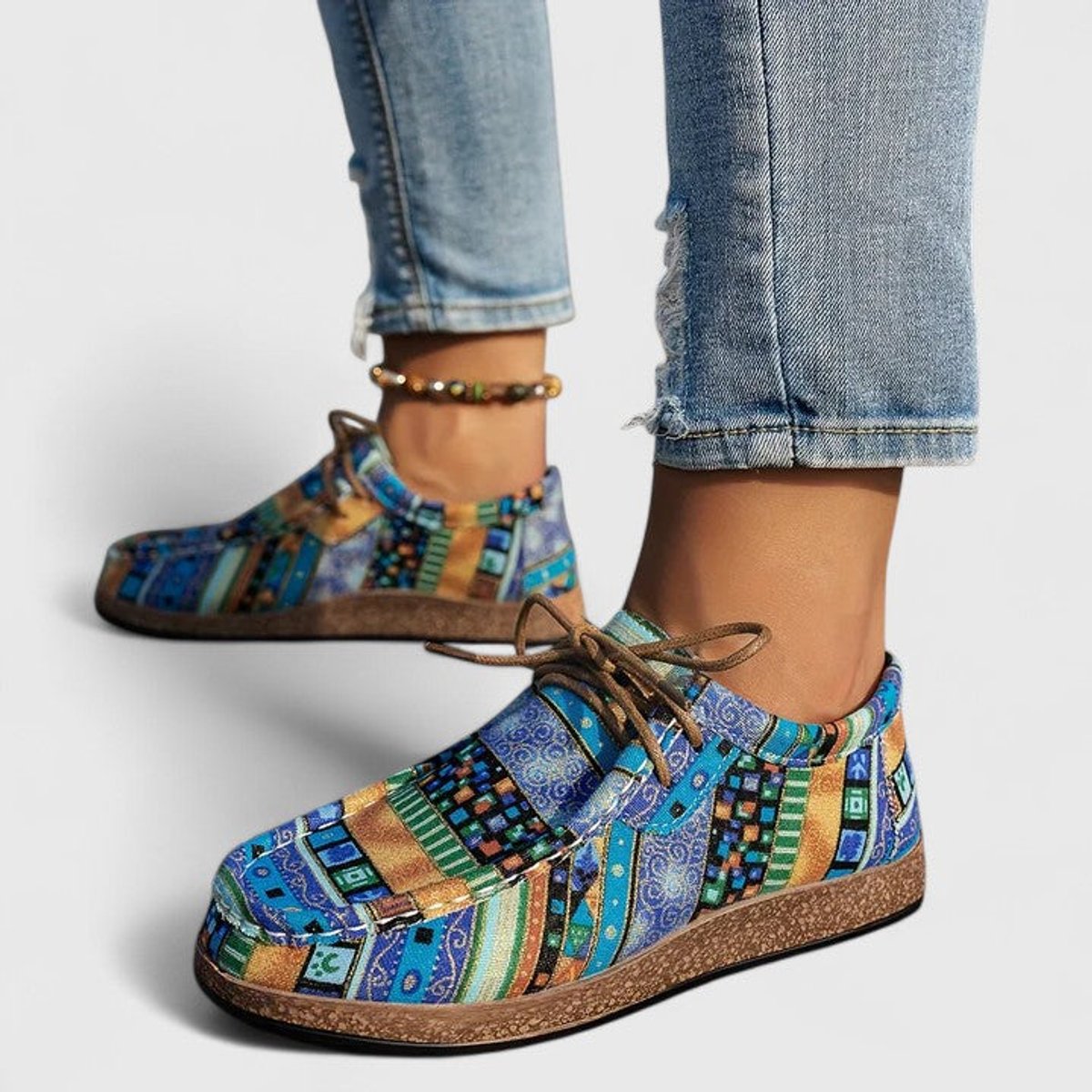 Women's Boho Lace-Up Orthopedic Comfort Sneakers