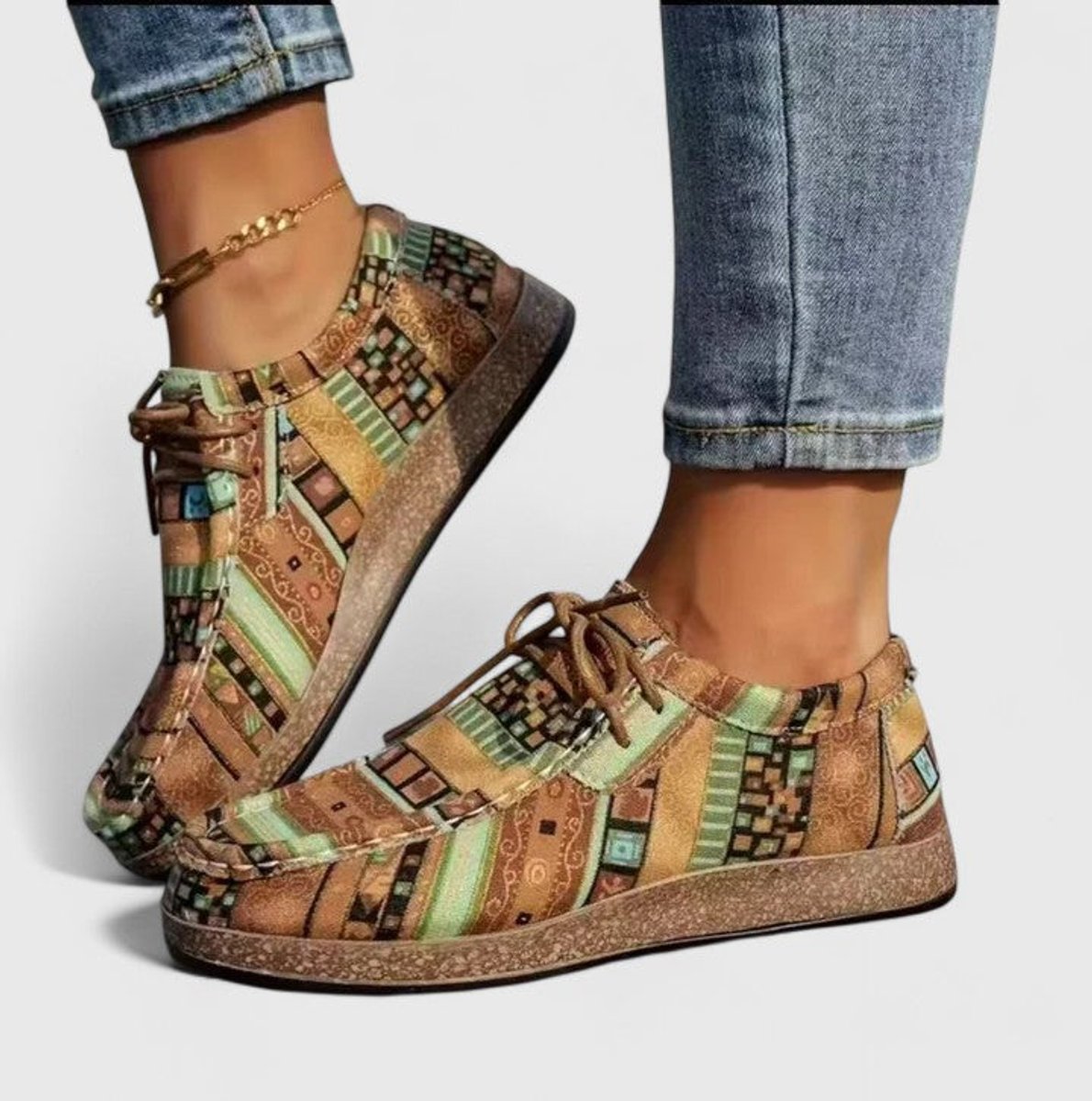 Women's Boho Lace-Up Orthopedic Comfort Sneakers