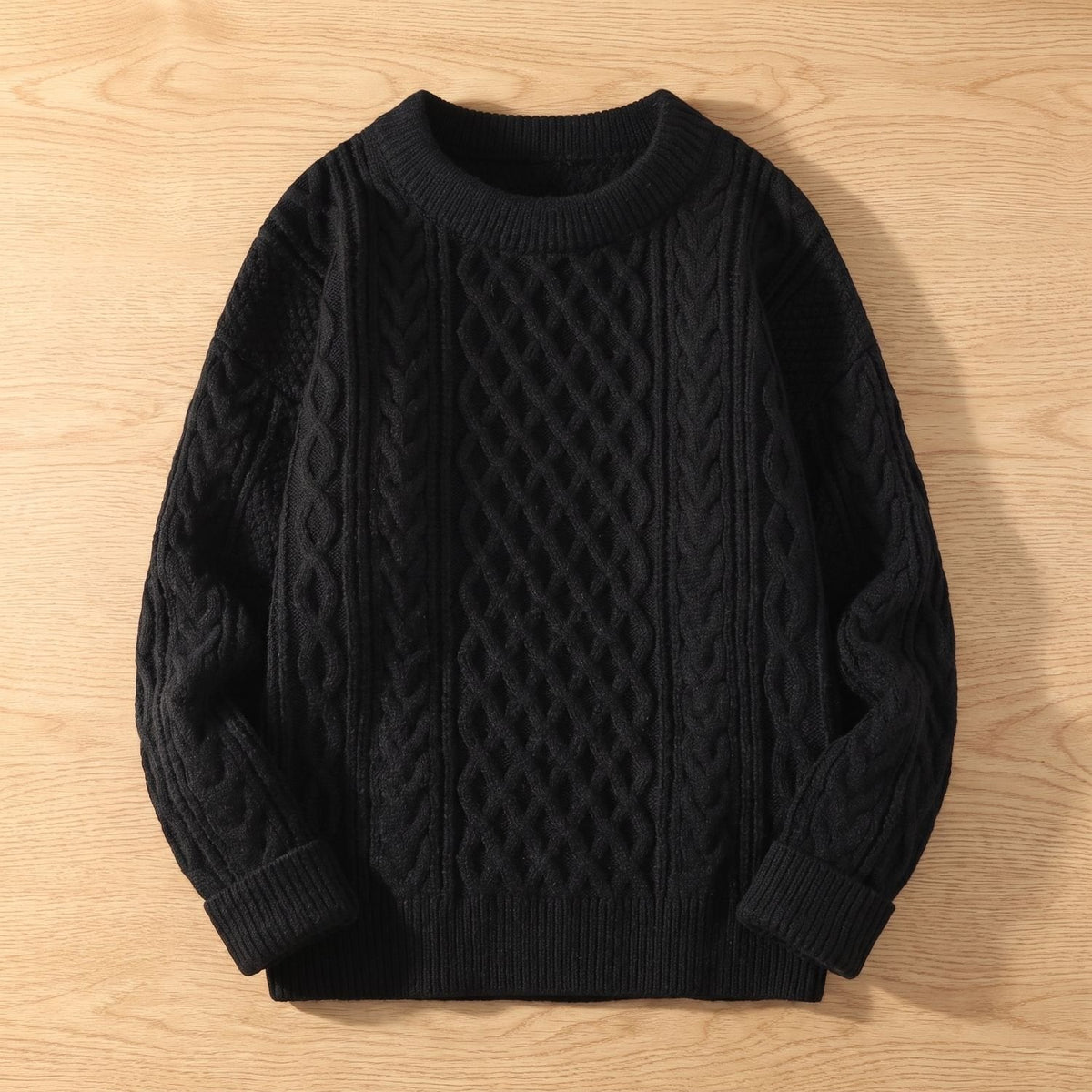 Sophia | Women's Cable-Knit Crew Neck Ribbed-Cuff Pullover Sweater