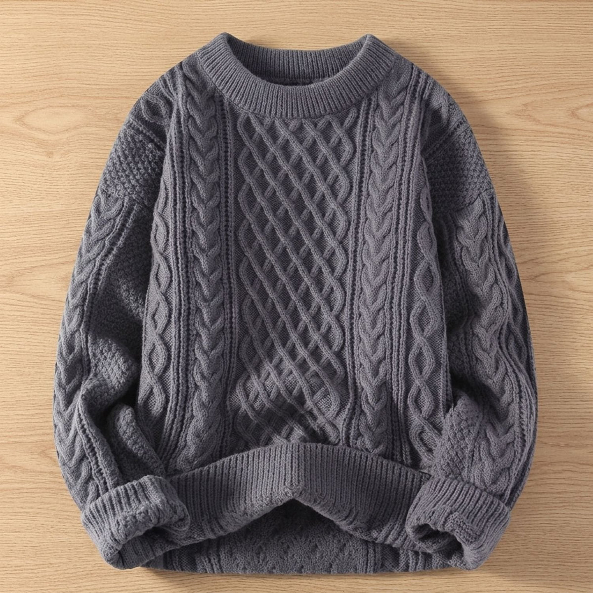 Sophia | Women's Cable-Knit Crew Neck Ribbed-Cuff Pullover Sweater