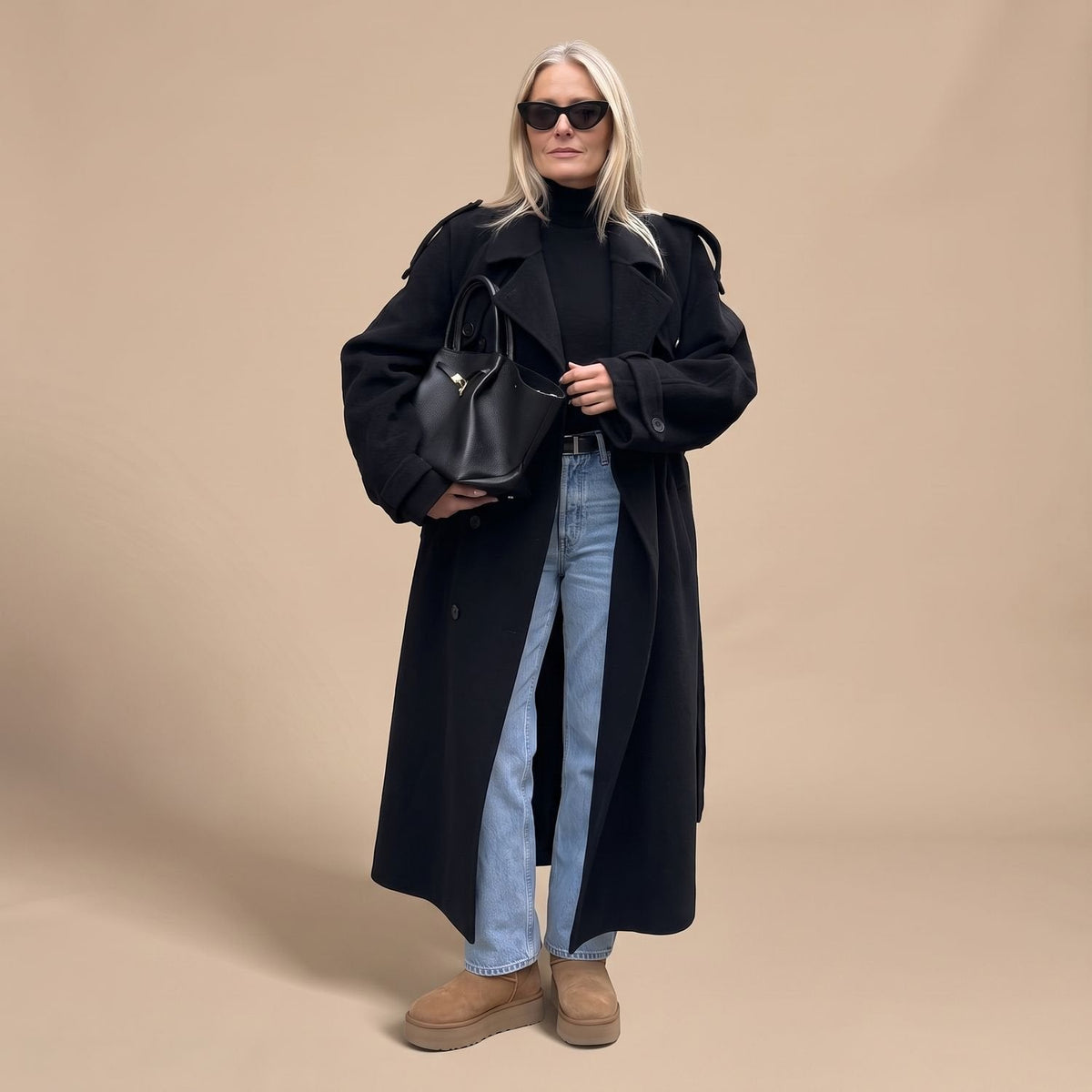 Luna | Women's Classic Double-Breasted Long Belted Trench Coat
