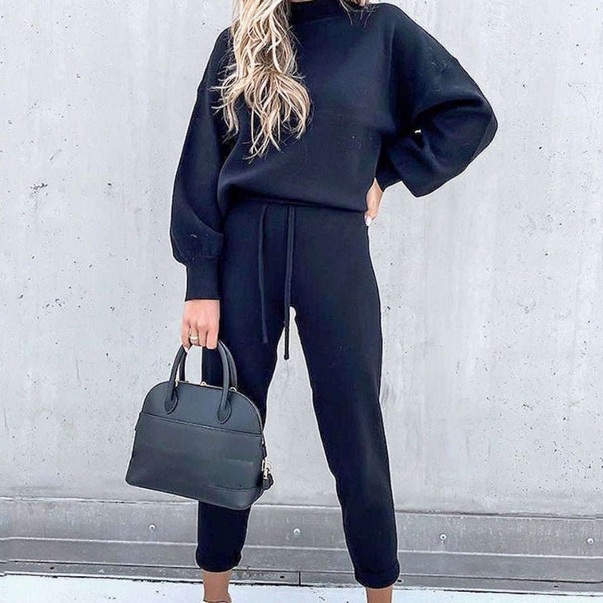 Women's Cozy Two-Piece Tracksuit Outfit Mockneck Jogger Set