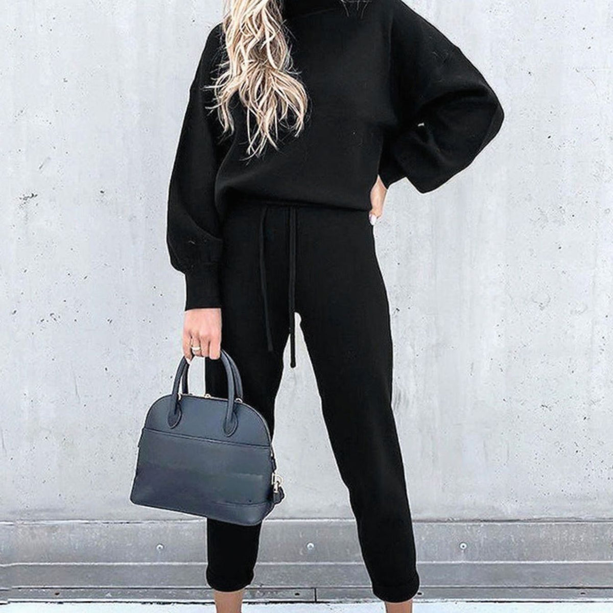 Women's Cozy Two-Piece Tracksuit Outfit Mockneck Jogger Set