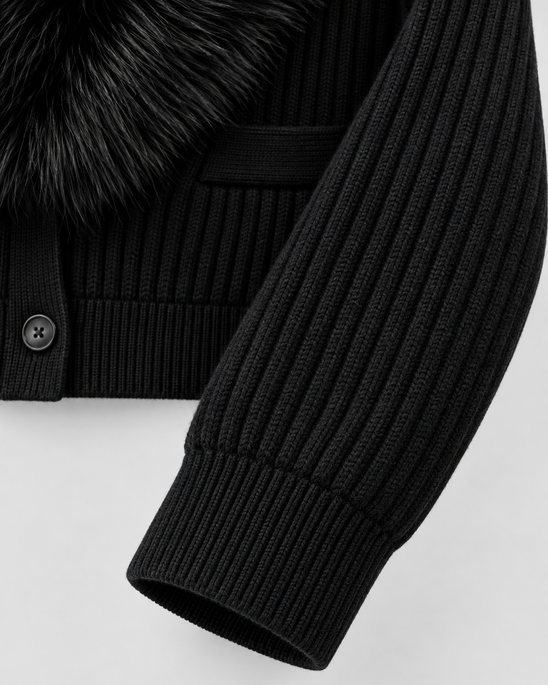 Women's Cropped Cardigan - Fur-Look Shawl Collar