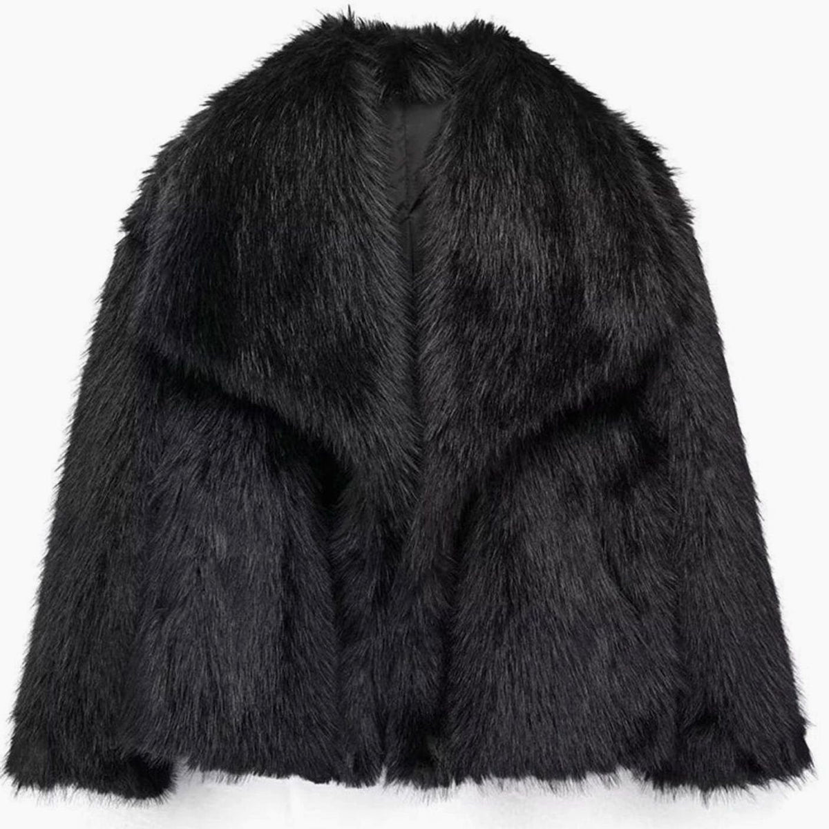 Women's Cropped Open-Front Faux Fur Winter Jacket