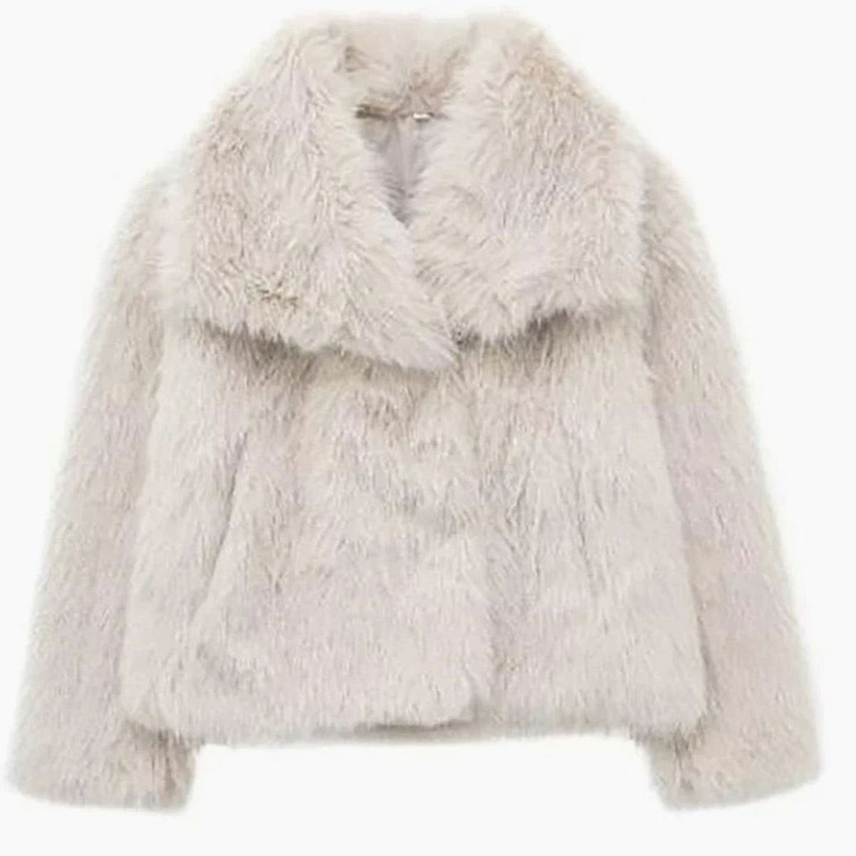 Women's Cropped Open-Front Faux Fur Winter Jacket