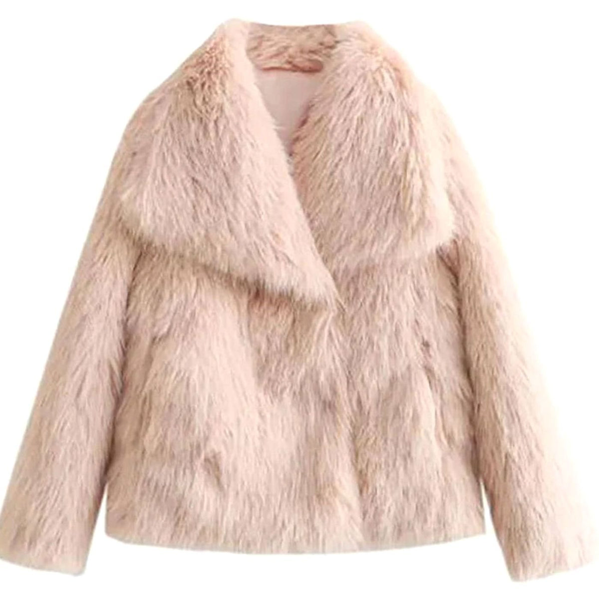 Women's Cropped Open-Front Faux Fur Winter Jacket