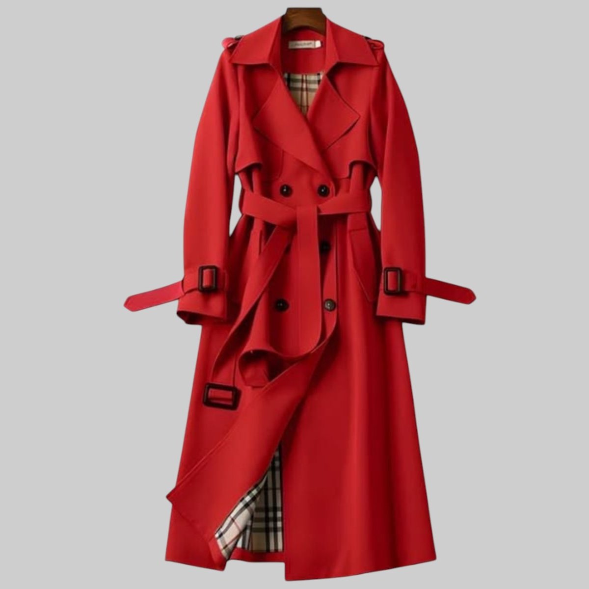 Women's Double-Breasted Belted Longline Trench Coat