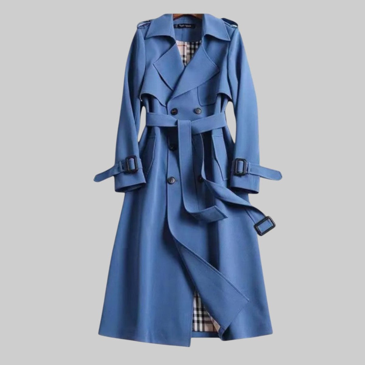 Women's Double-Breasted Belted Longline Trench Coat