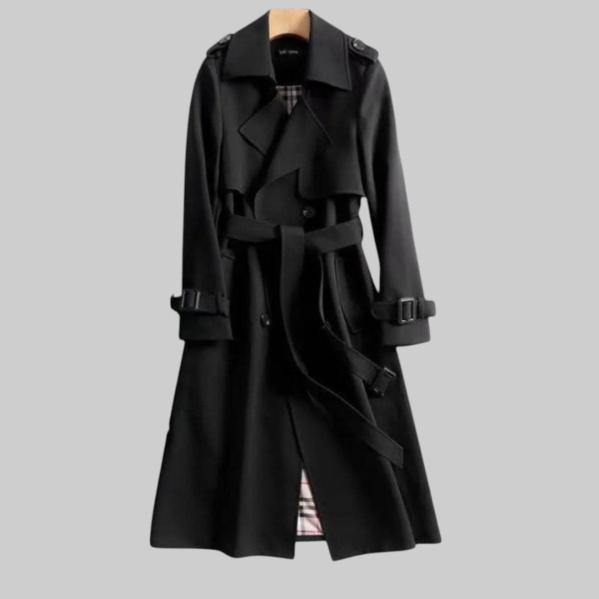 Women's Double-Breasted Belted Longline Trench Coat