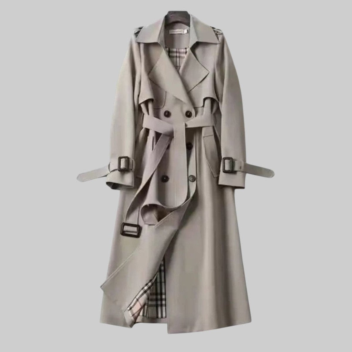 Women's Double-Breasted Belted Longline Trench Coat
