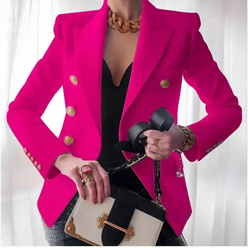 Women's double-breasted blazer with gold buttons