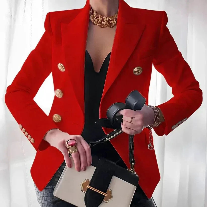 Women's double-breasted blazer with gold buttons
