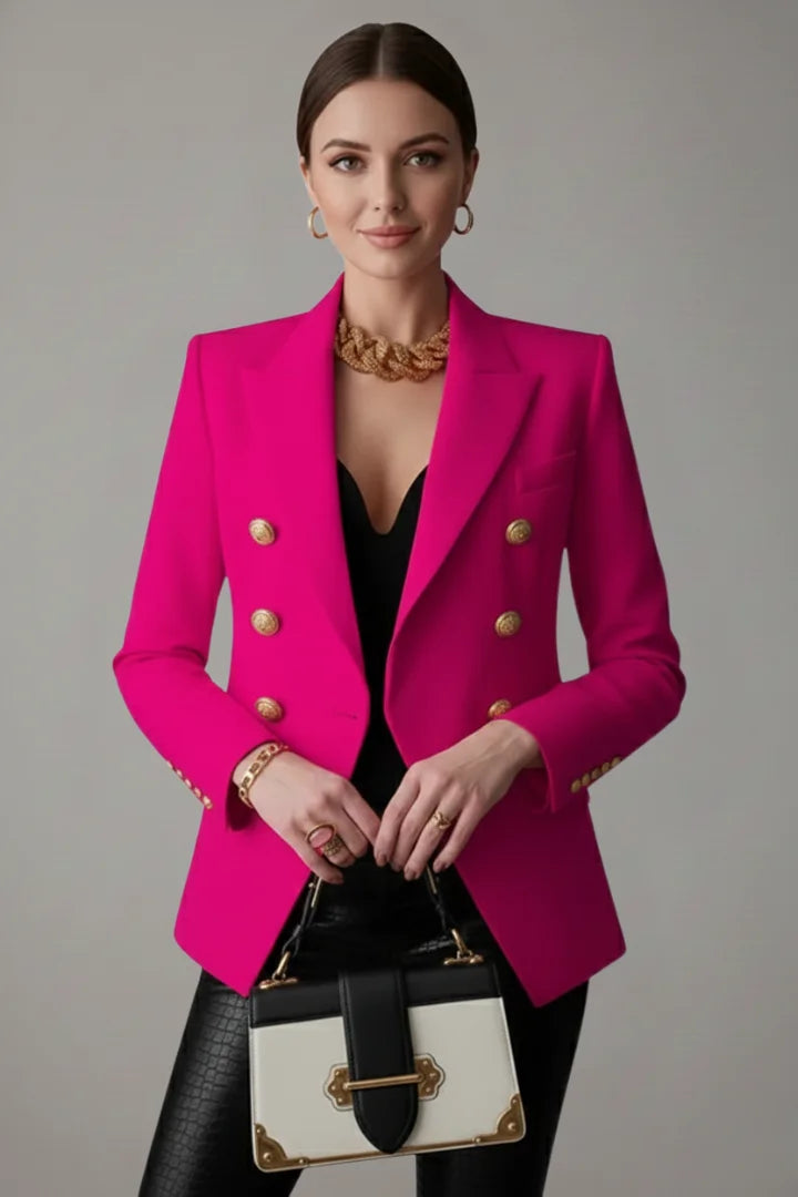 Women’s double-breasted blazer with gold-tone button details
