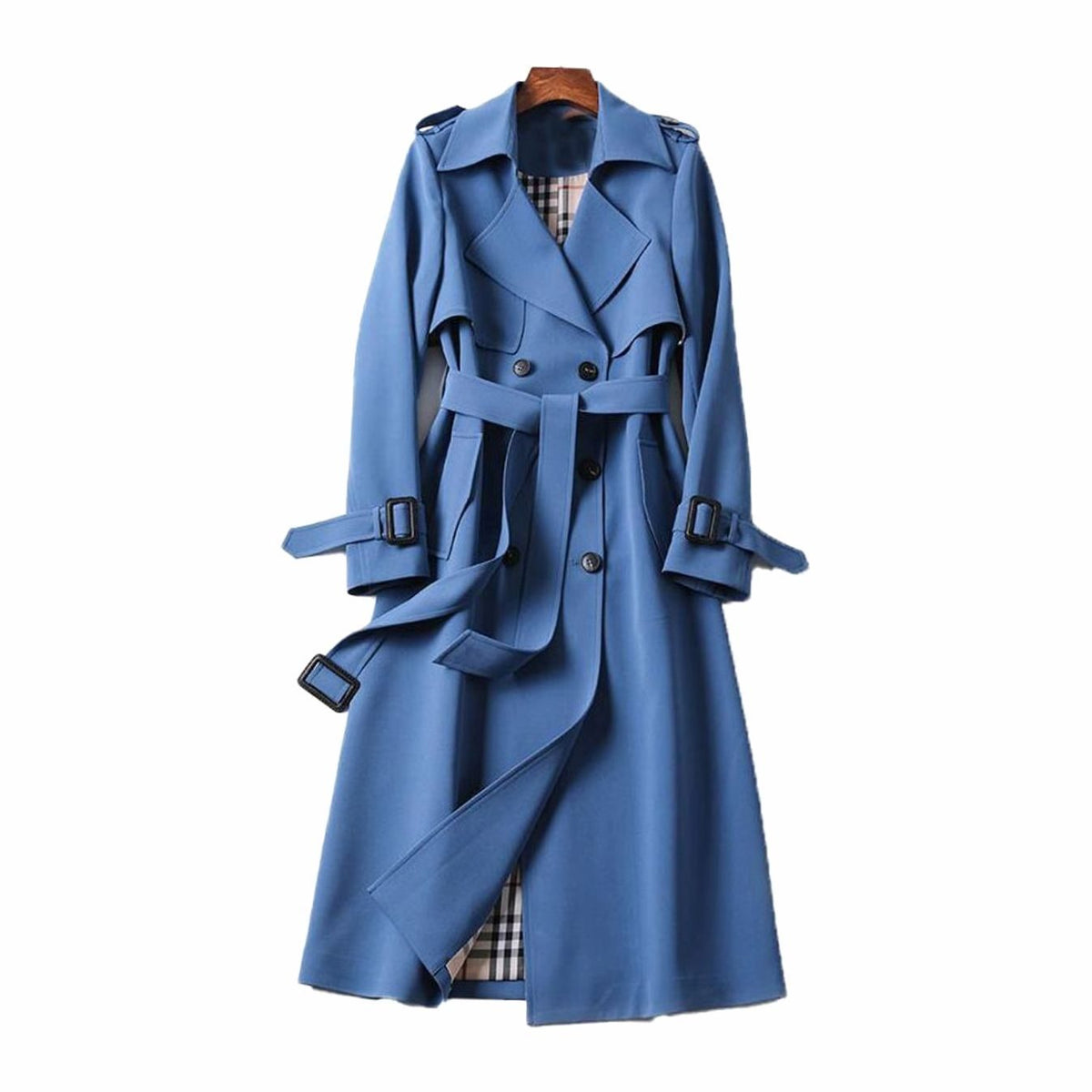 Women's Double-Breasted Longline Belted Trench Coat