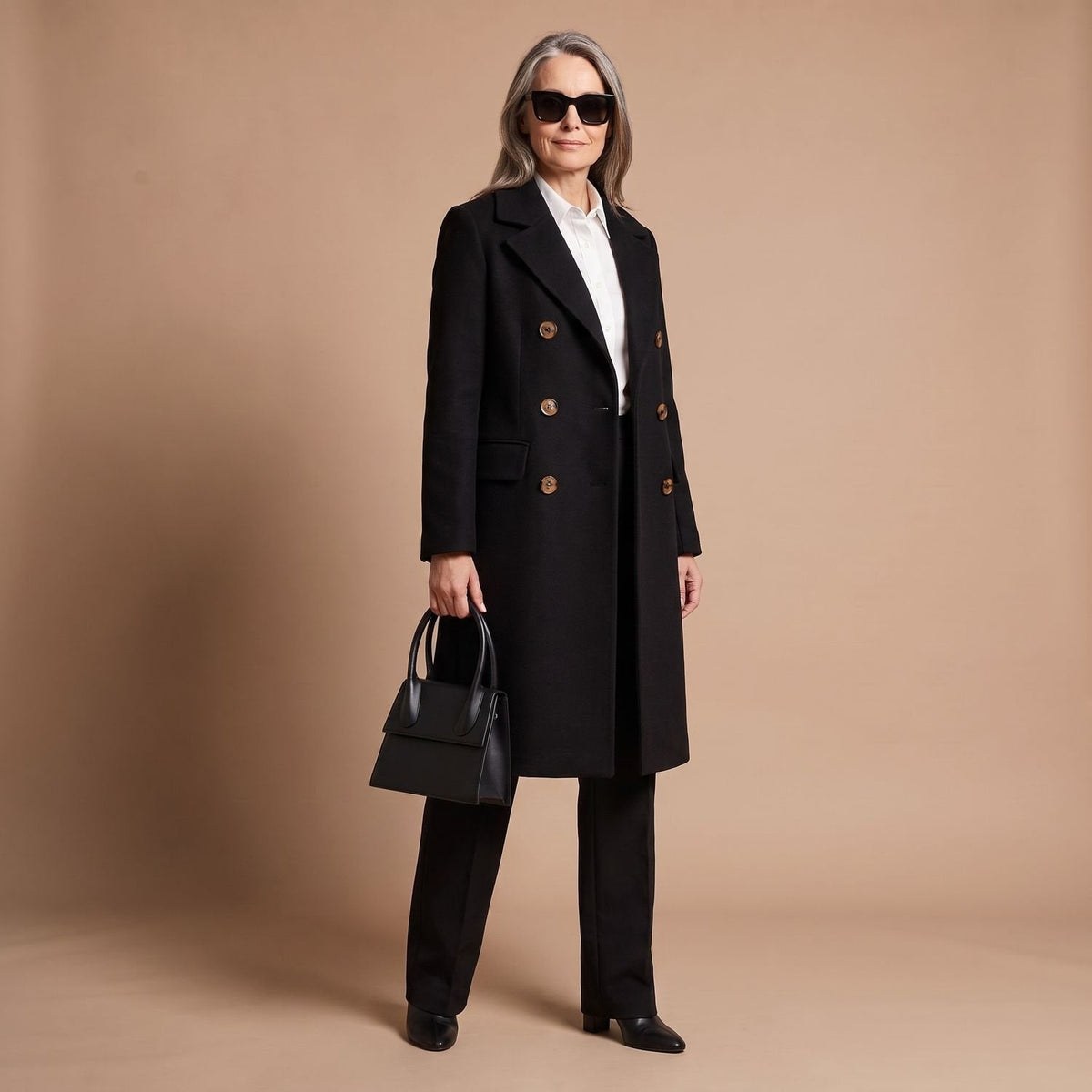 Sophia | Women's Double-Breasted Tailored Wool-Blend Midi Coat