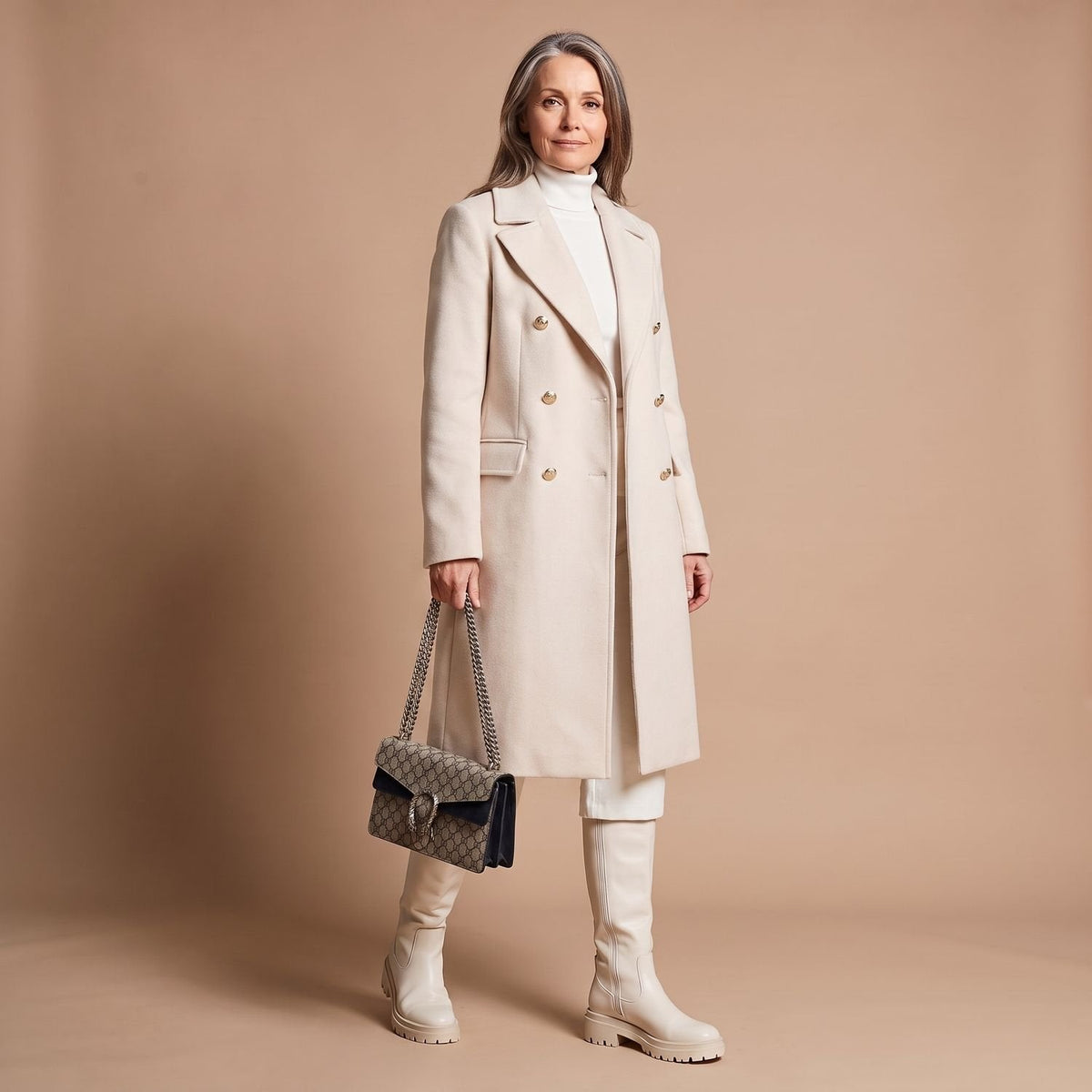 Sophia | Women's Double-Breasted Tailored Wool-Blend Midi Coat
