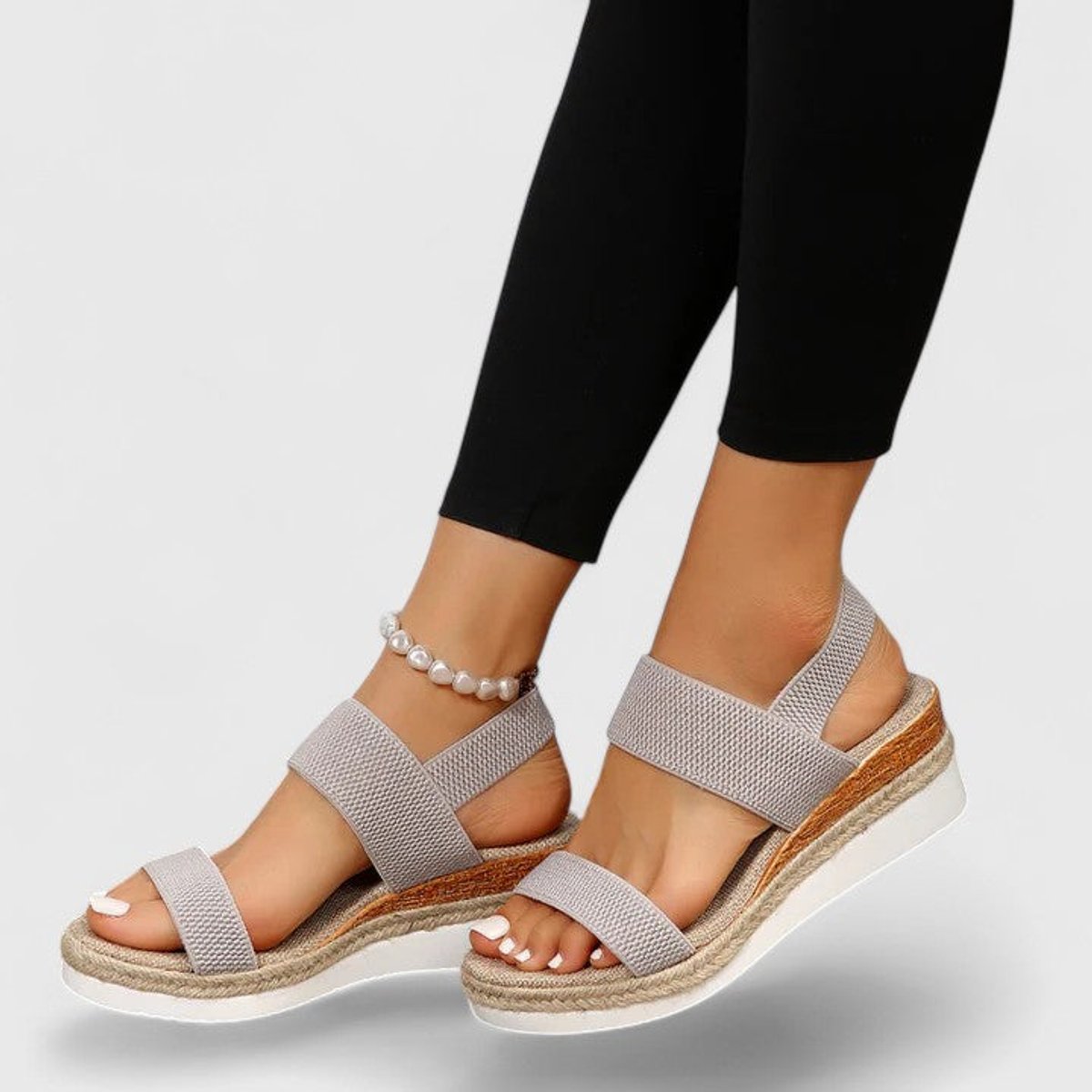 Women's Elastic-Strap Espadrille Wedge Open-Toe Sandals