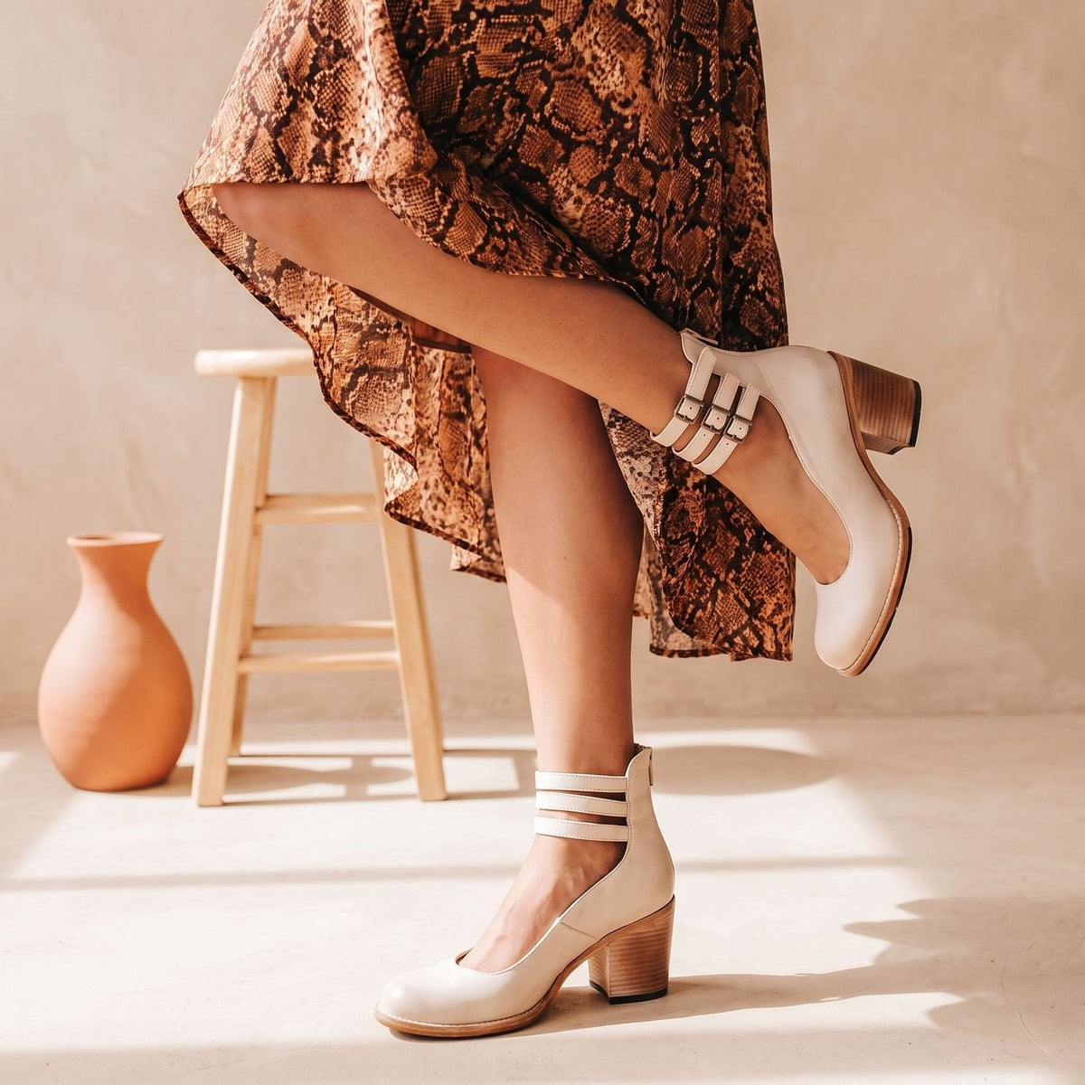 Luna | Women's Elegant Double-Buckle Block-Heel Ankle Boots