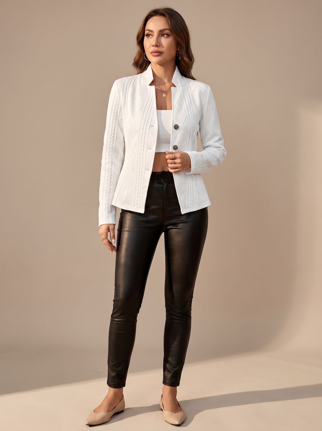 Amelia | Women's Elegant Winter Coat Textured Button-Front Structured Jacket