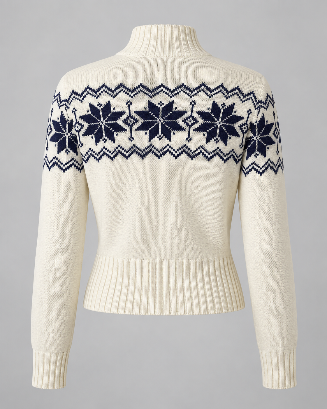Women's Fair Isle Cardigan - Snowflake Funnel Neck