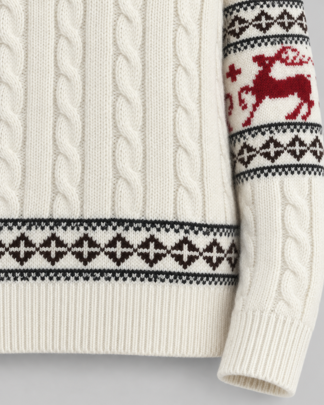 Women's Fair Isle Christmas Sweater - Aran Cable Reindeer