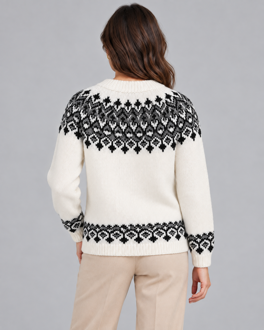 Women's Fair Isle Sweater - Crew Neck Geometric Knit