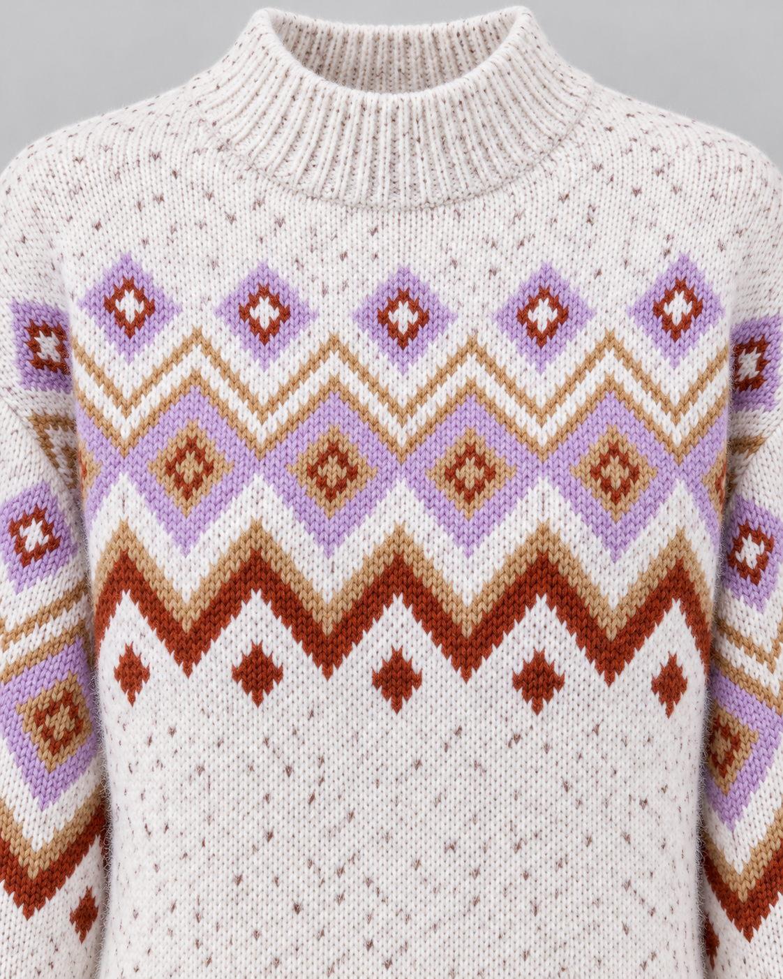 Women's Fair Isle Sweater - High Neck Geometric Knit