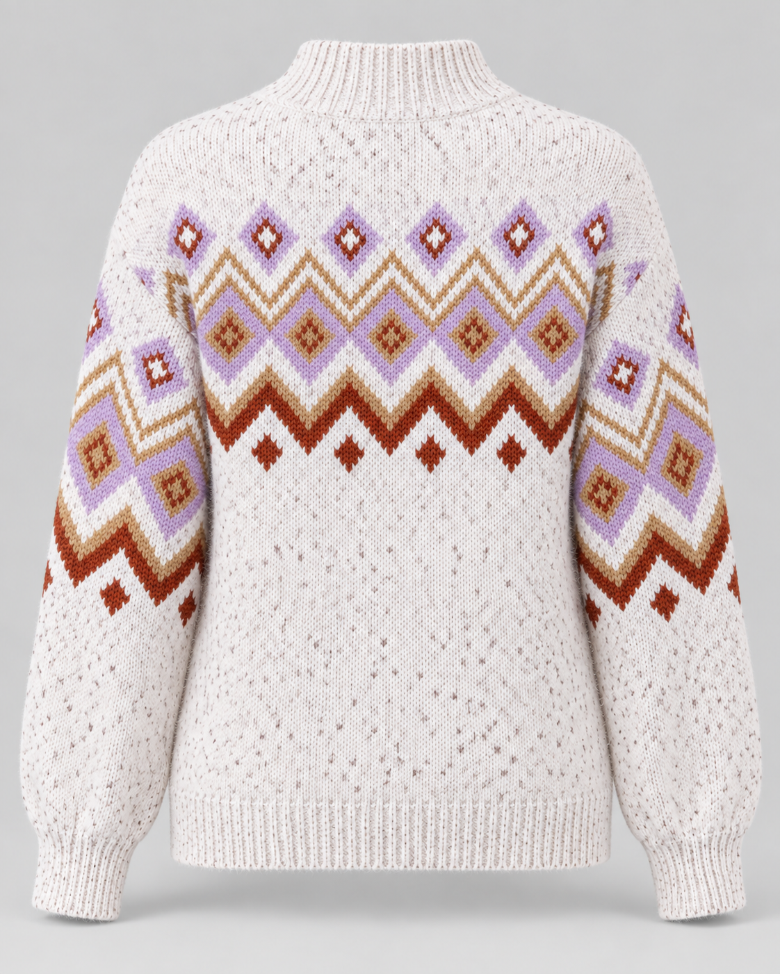 Women's Fair Isle Sweater - High Neck Geometric Knit