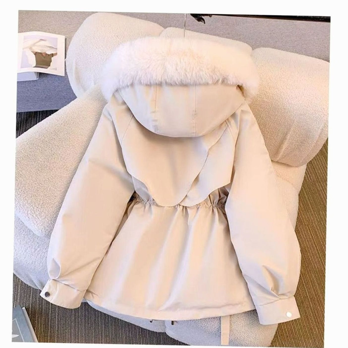 Women's Faux Fur Hooded Drawstring Winter Coat