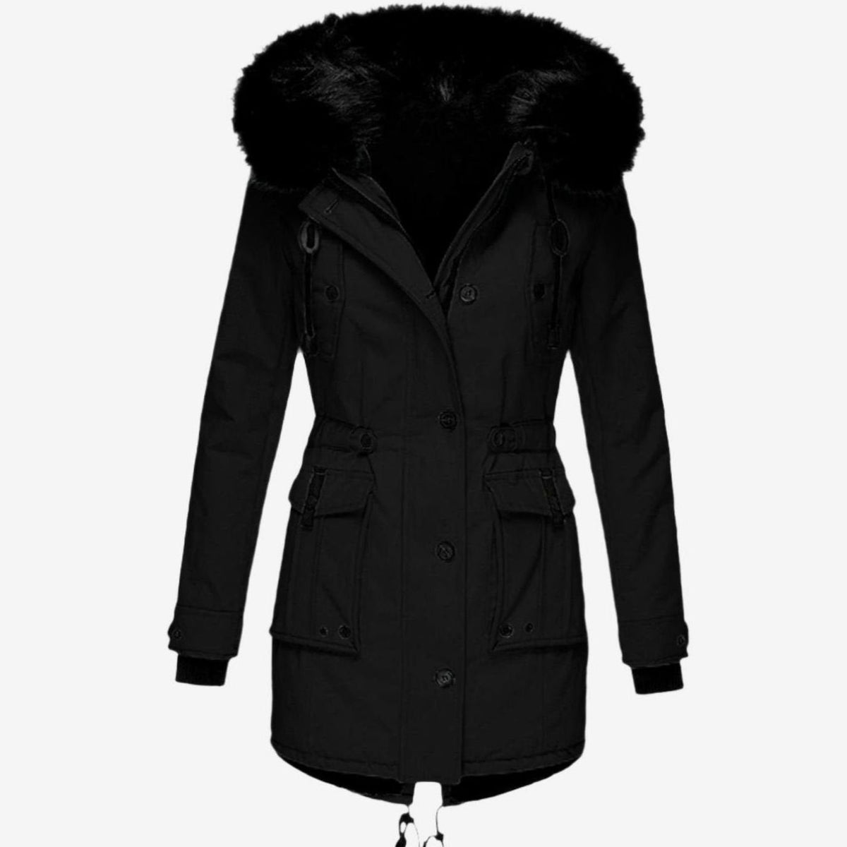 Women's Faux Fur Hooded Fitted Parka Winter Coat