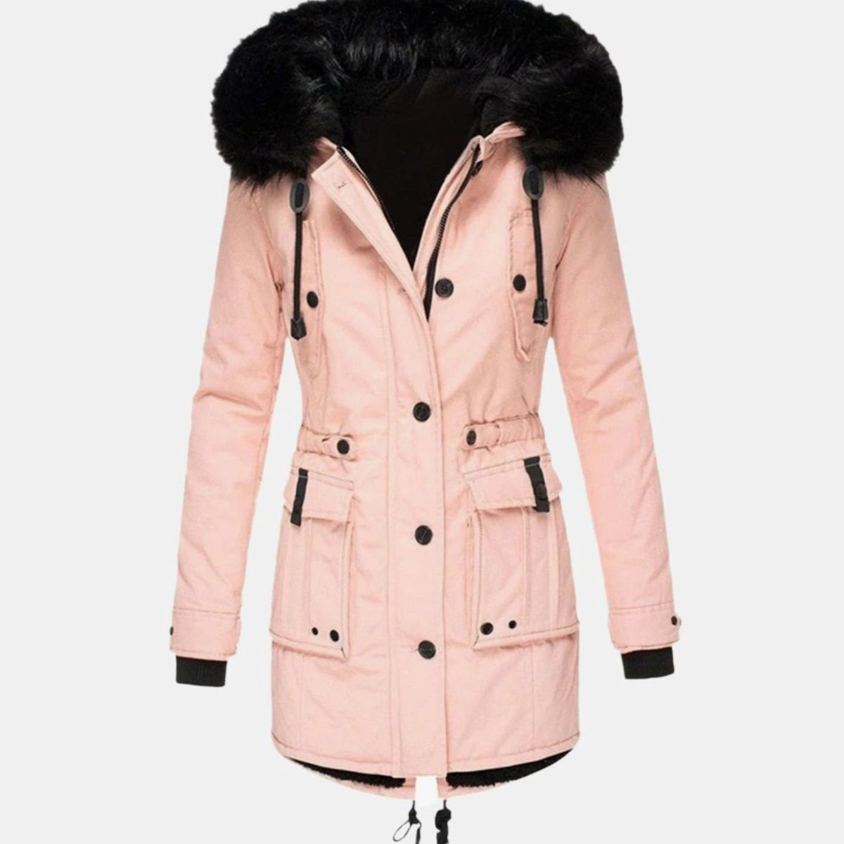 Women's Faux Fur Hooded Fitted Parka Winter Coat