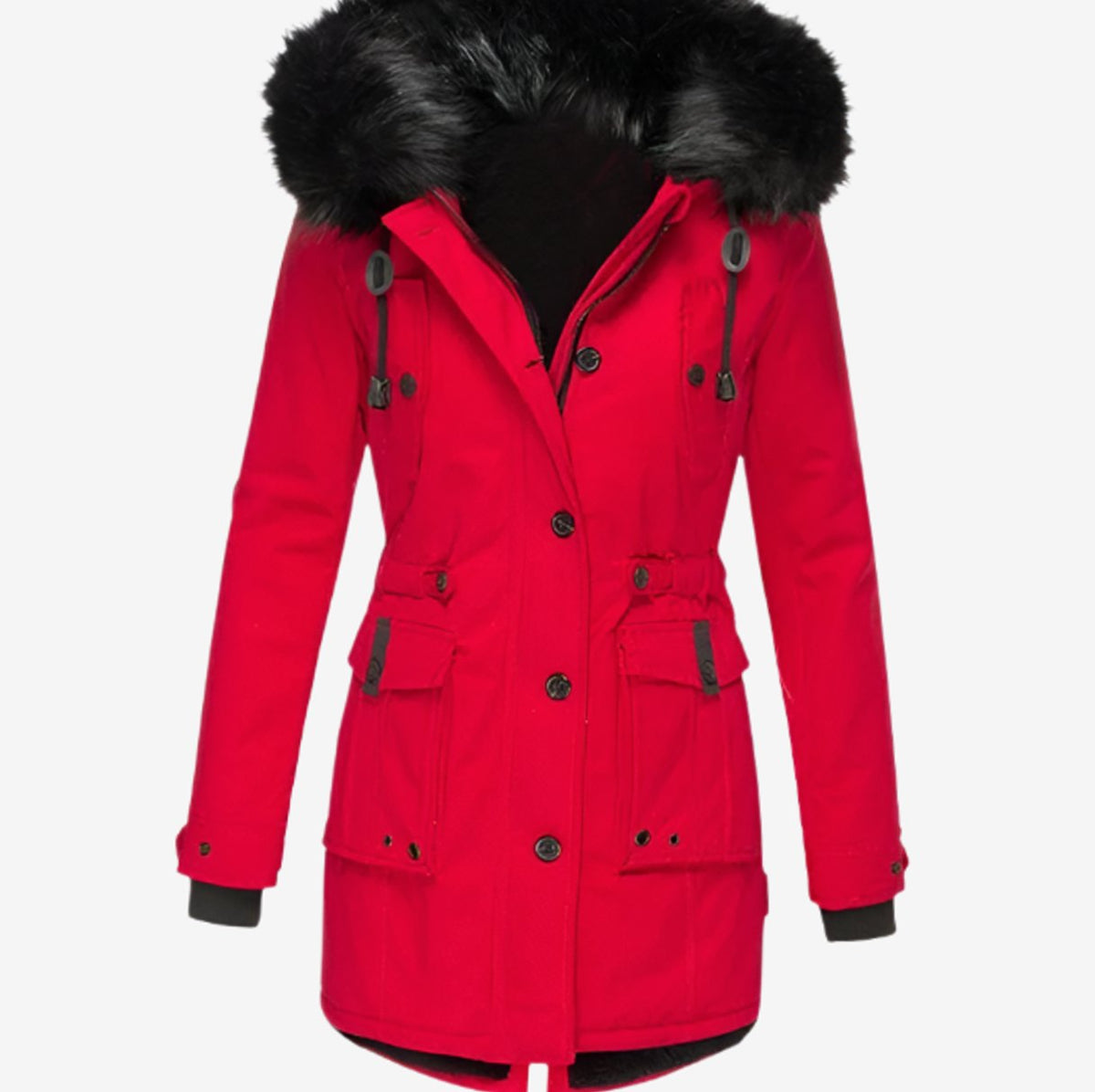 Women's Faux Fur Hooded Fitted Parka Winter Coat