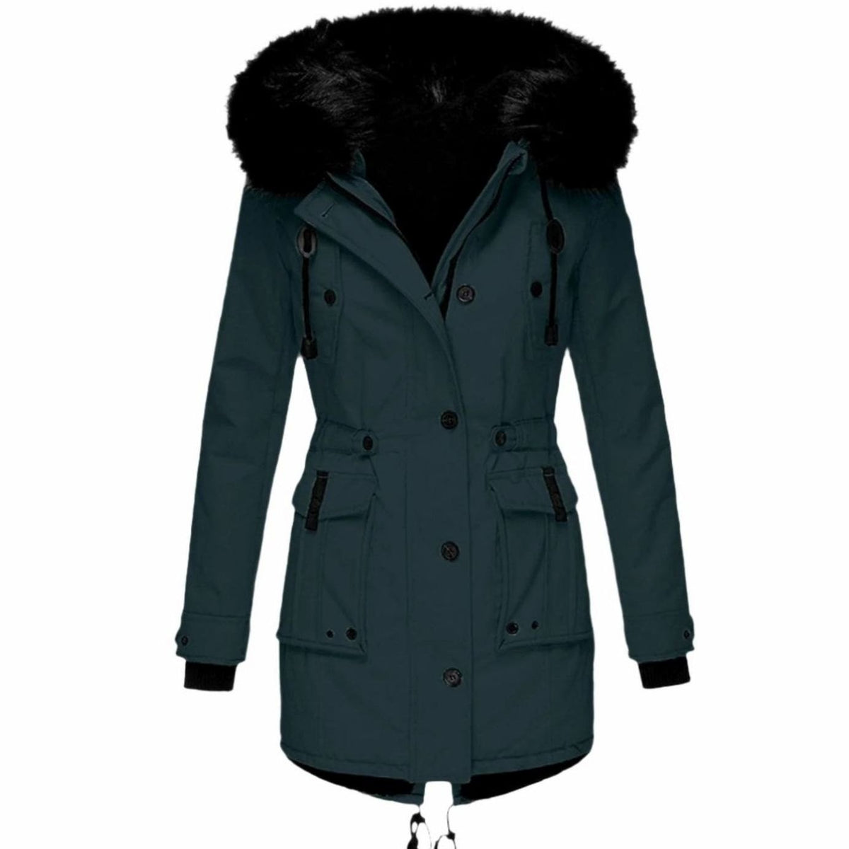Women's Faux Fur Hooded Fitted Parka Winter Coat
