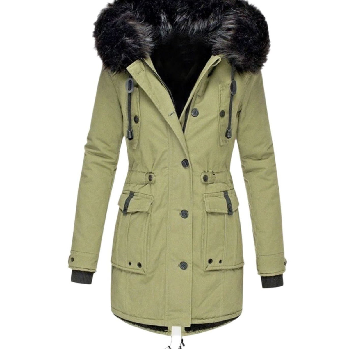 Women's Faux Fur Hooded Insulated Winter Parka Coat