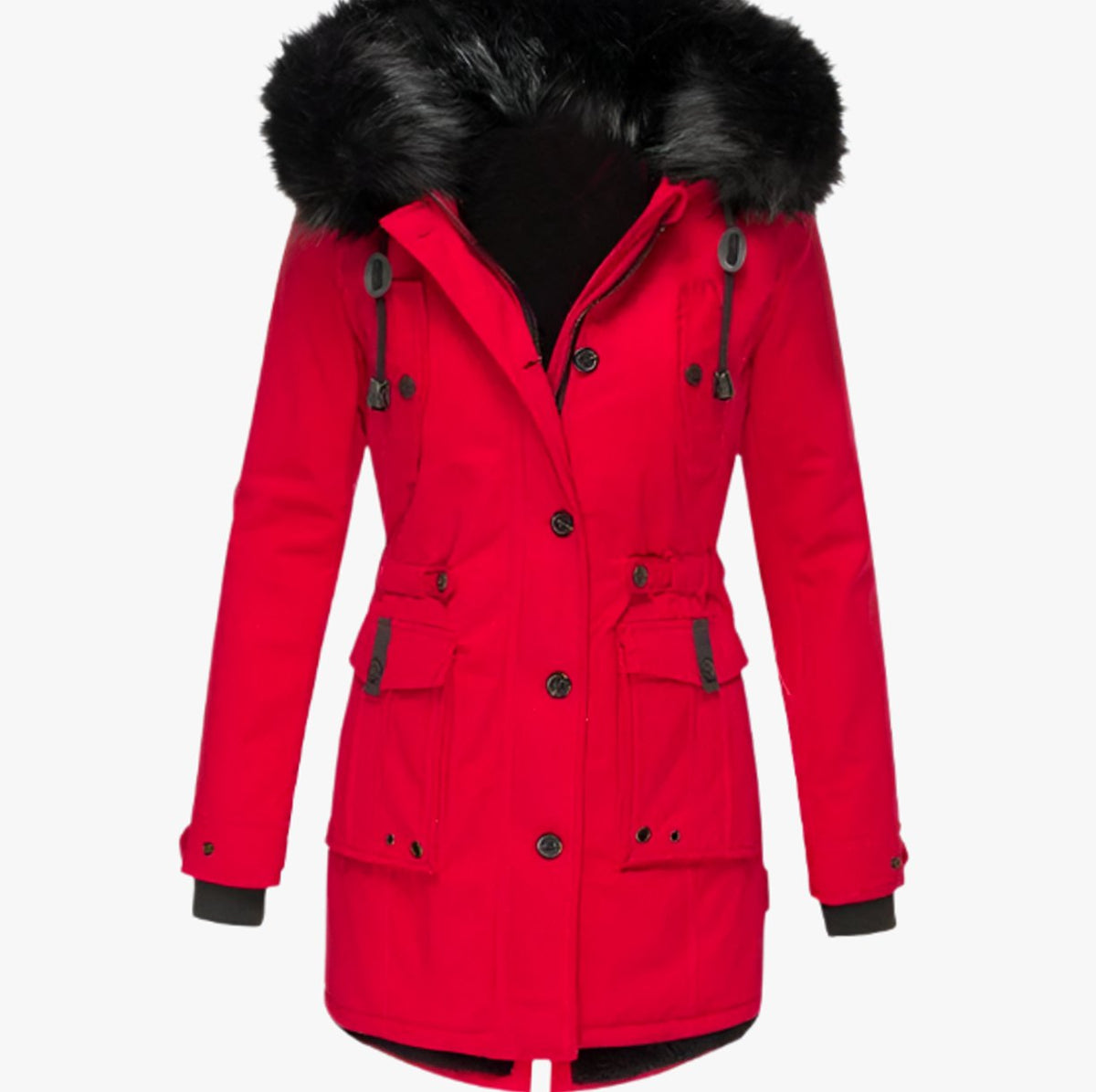 Women's Faux Fur Hooded Insulated Winter Parka Coat