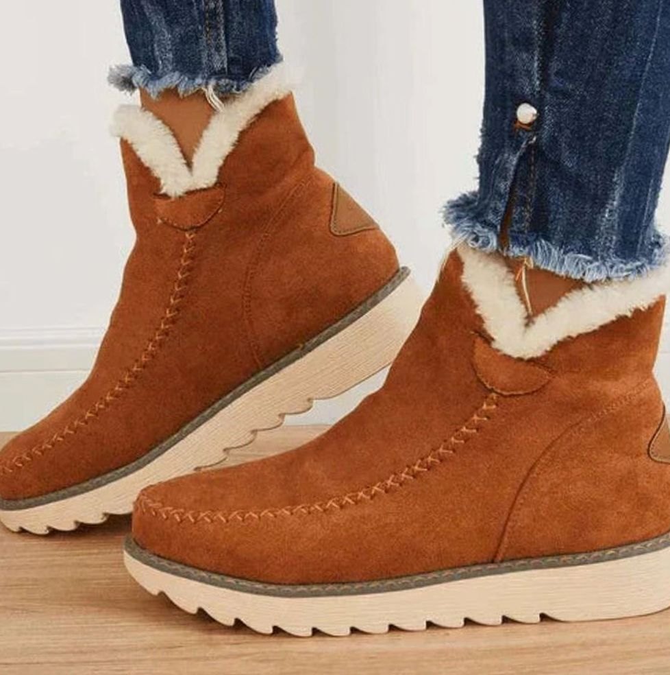 Women's Faux-Fur Lined Slip-On Suede Ankle Boots