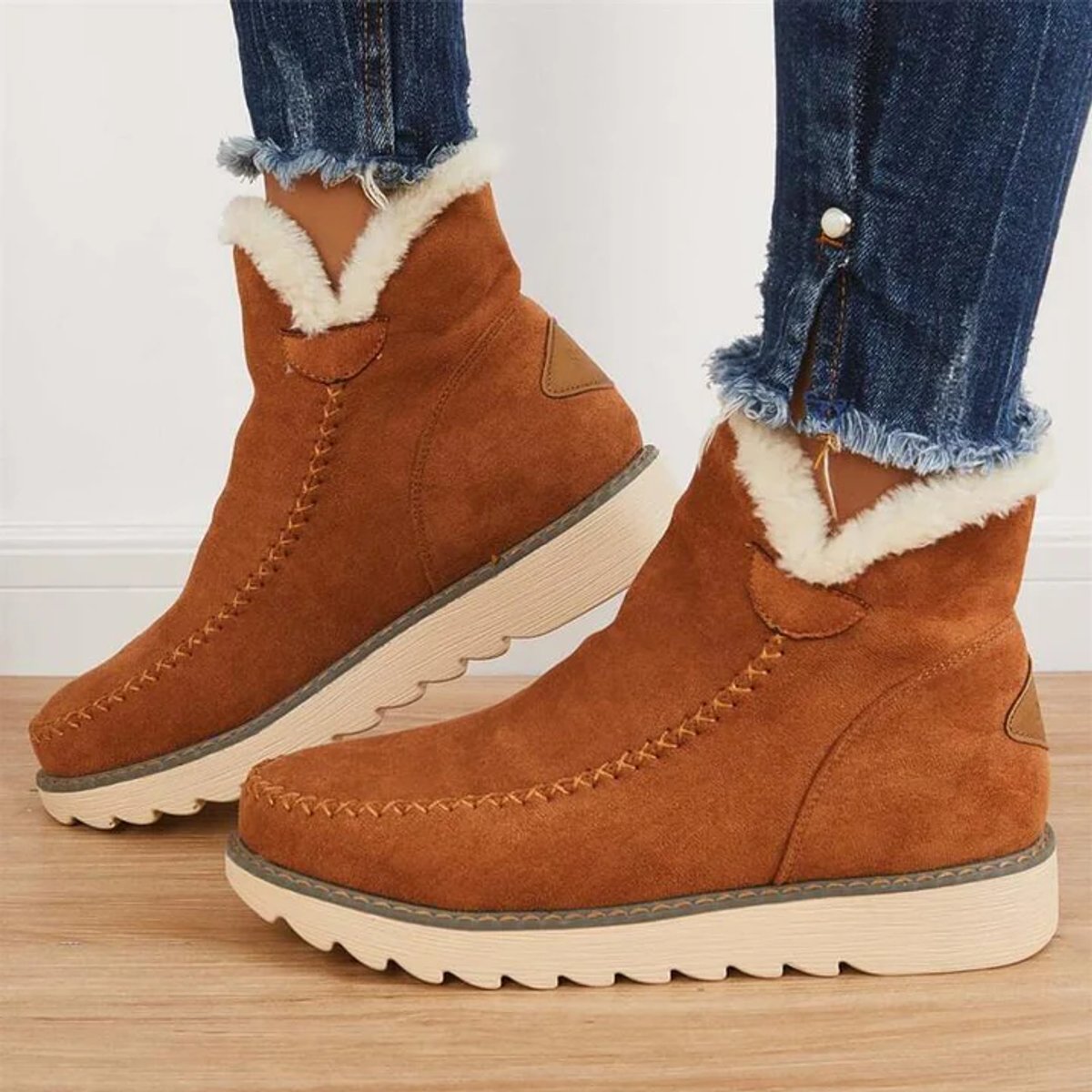Women's Faux Suede Sherpa-Lined Slip-On Ankle Boots