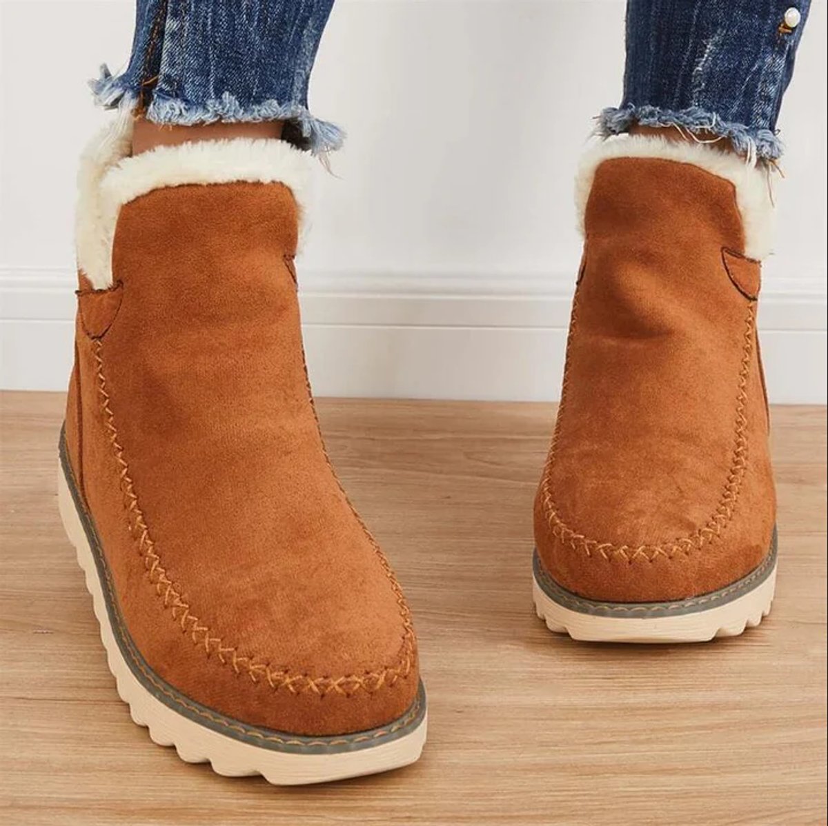 Women's Faux Suede Sherpa-Lined Slip-On Ankle Boots