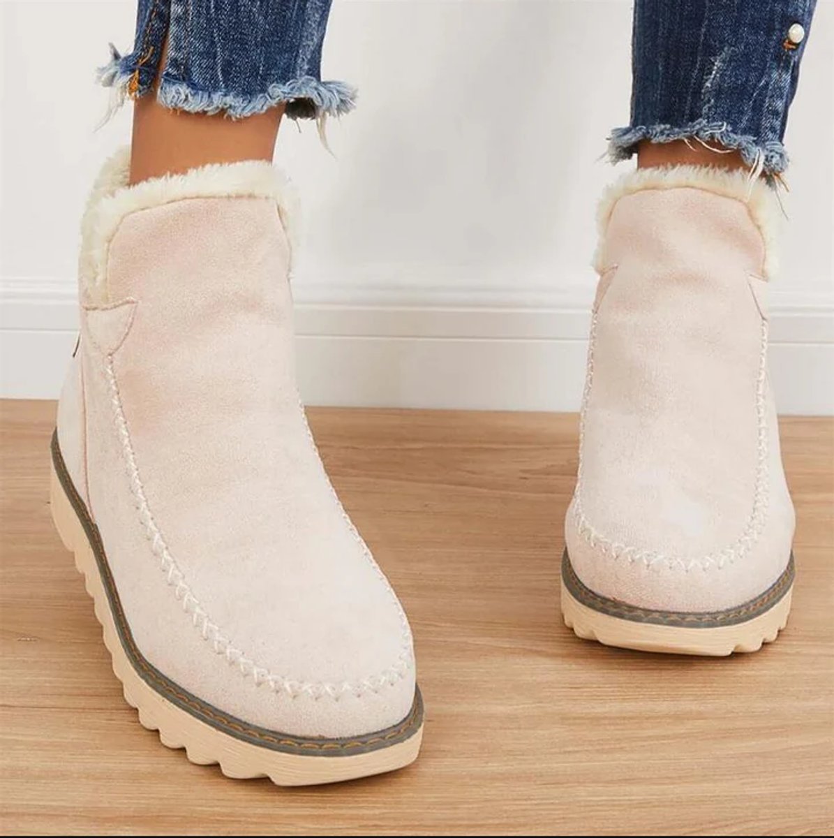 Women's Faux Suede Sherpa-Lined Slip-On Ankle Boots