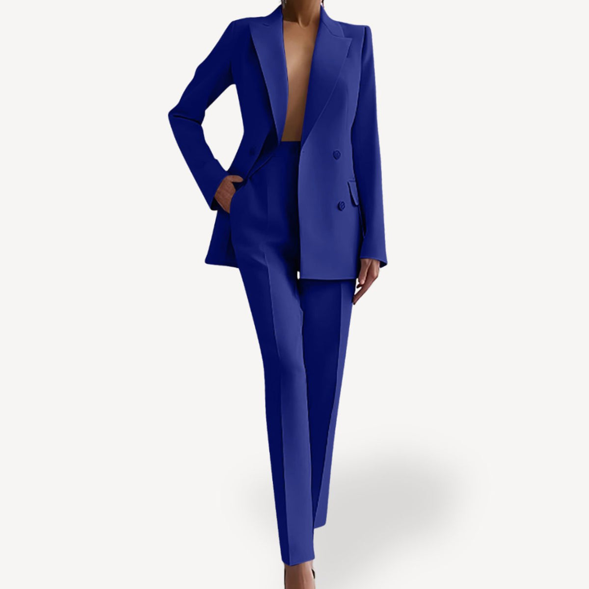 Women's Formal Double-Breasted Tailored Blazer Suit Set