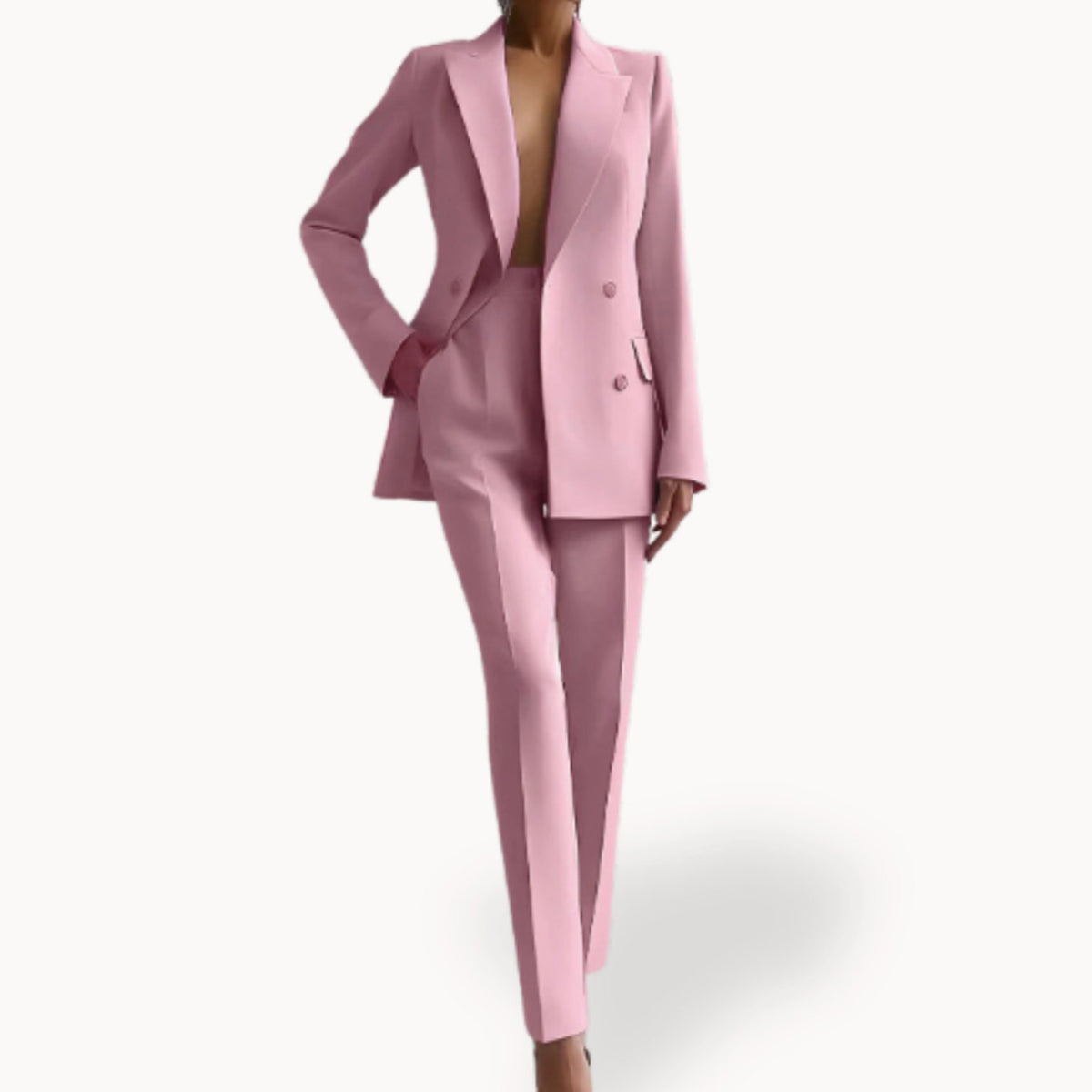 Women's Formal Double-Breasted Tailored Blazer Suit Set
