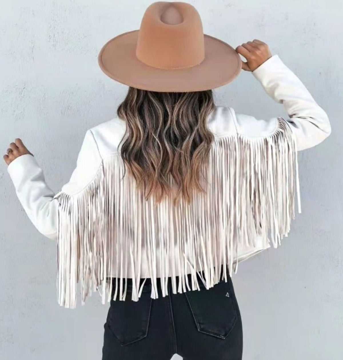 Women's Fringed Suede Cropped Moto Jacket