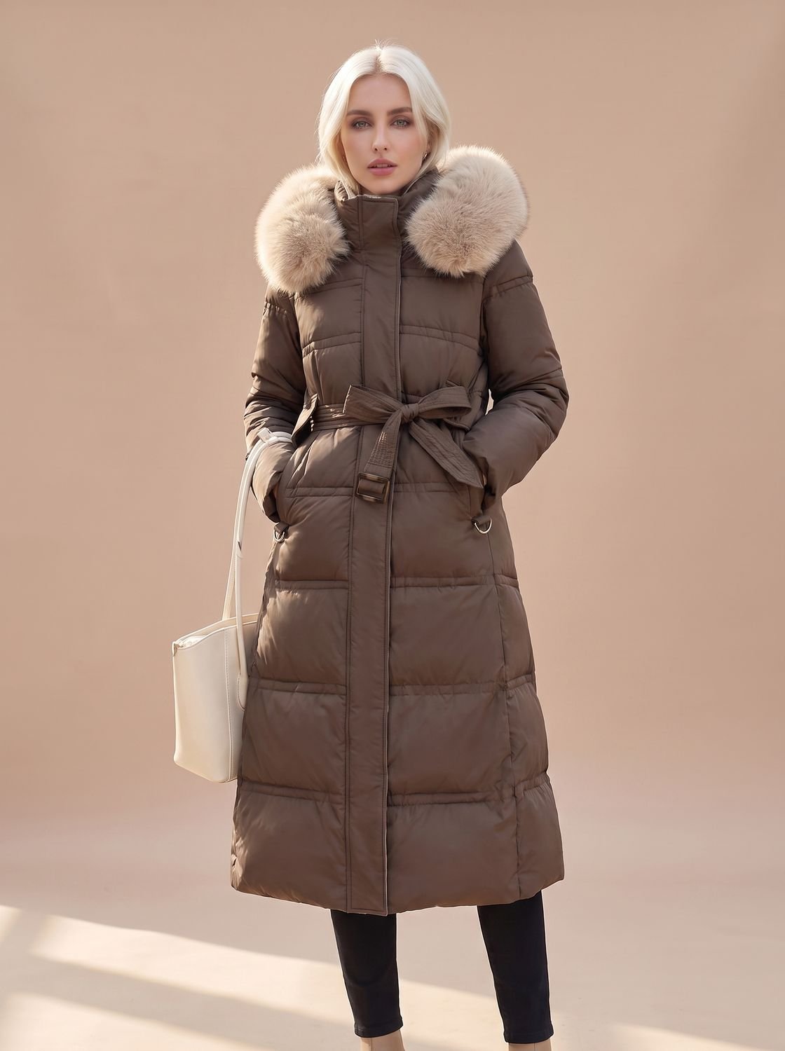 Madison | Women's Fur-Hood Quilted Long Puffer Coat