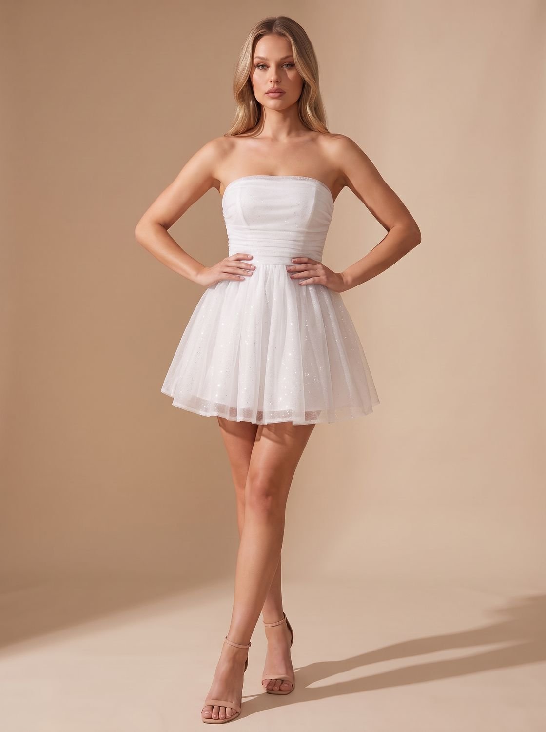 Mia | Women's Glitter Pleated Bustier Christmas Party Mini Dress