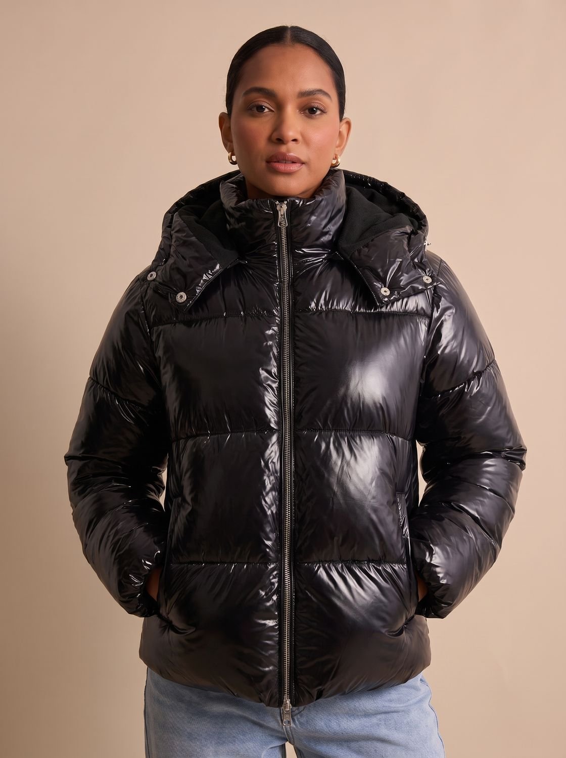 Aria | Women's Glossy Hooded Quilted Puffer Jacket