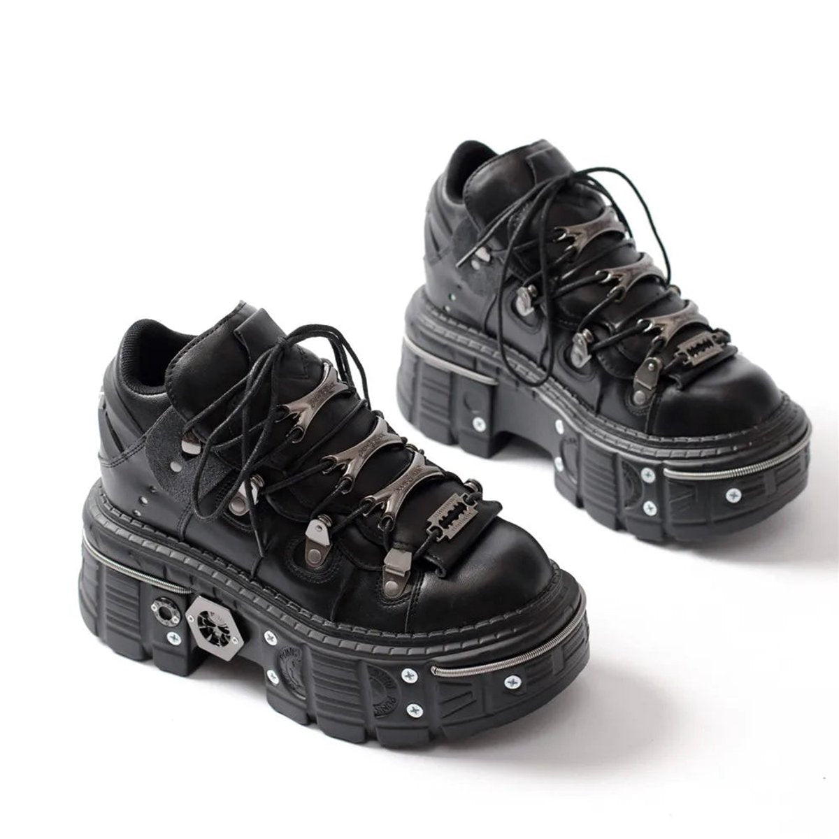 Women's Gothic Platform Lace-Up Metal Hardware Punk Ankle Boots