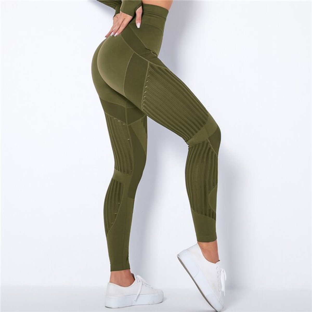 Women's High-Waist Seamless Mesh-Panel Compression Legging